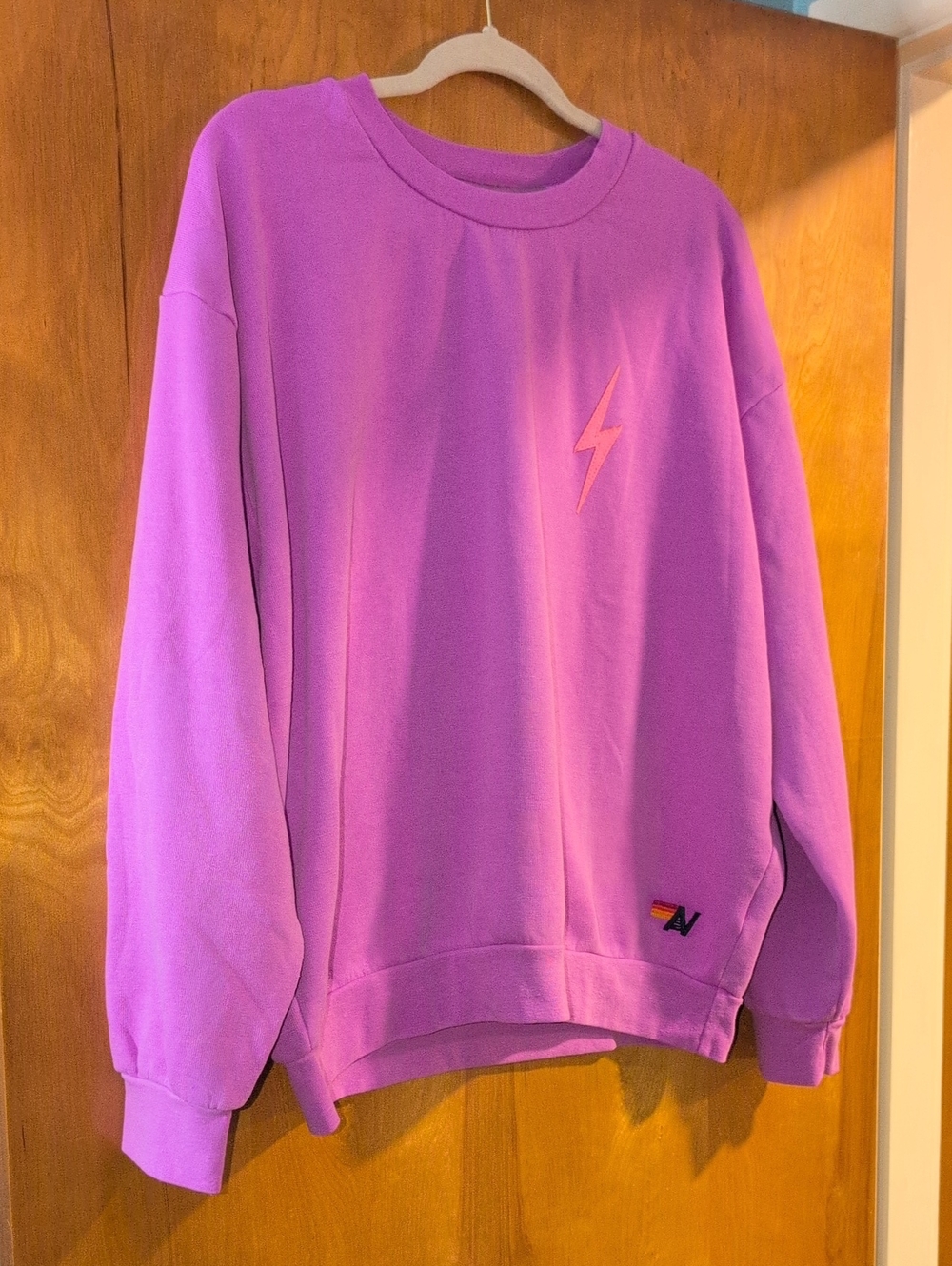 Aviator Nation Pinkish Purple Crewneck with Lightning Bolt
